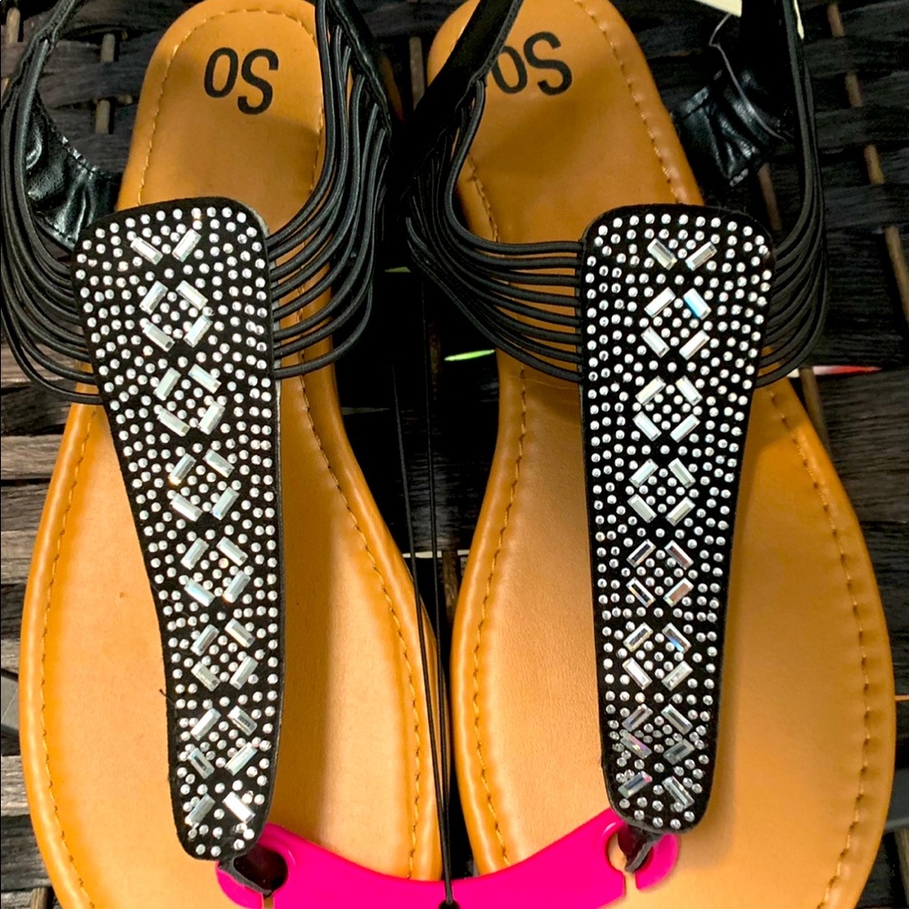 SO Black Sandals Large (9/10) New with Tags! #NWT